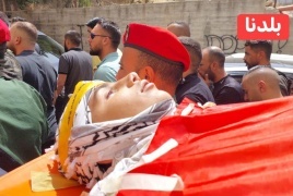 بدء مراسم تشييع جثمان الشهيد الطفل زيد غنيم في بيت لحم