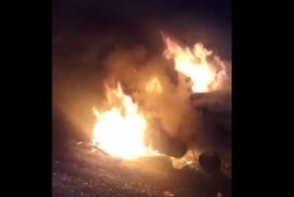 مستوطنون يحرقون مركبات عدة مواطنين برام الله