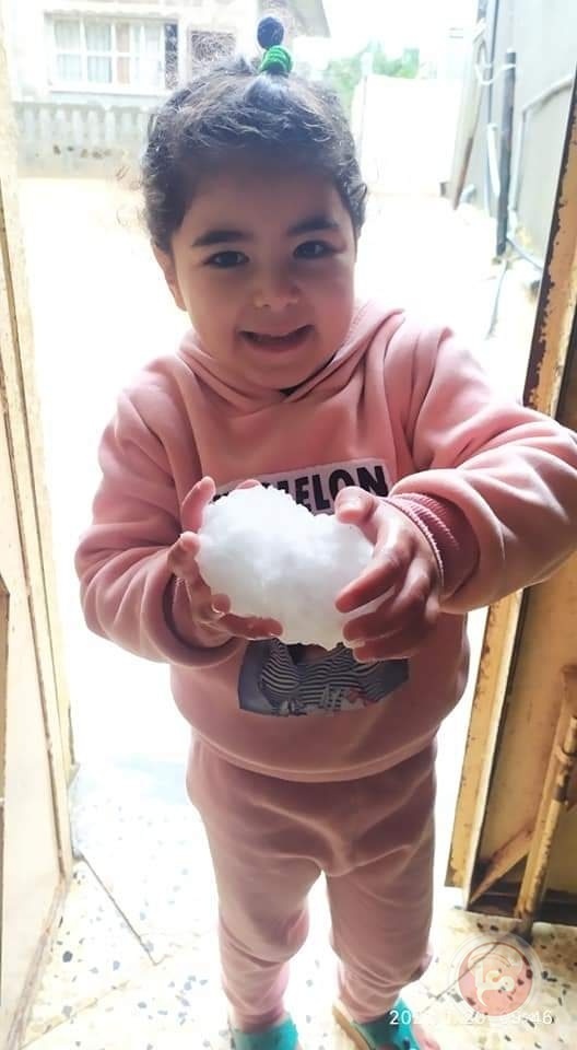 صور- اراضٍ تفترش بحبات البرد في غزة