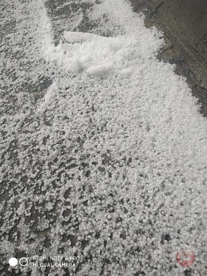 صور- اراضٍ تفترش بحبات البرد في غزة