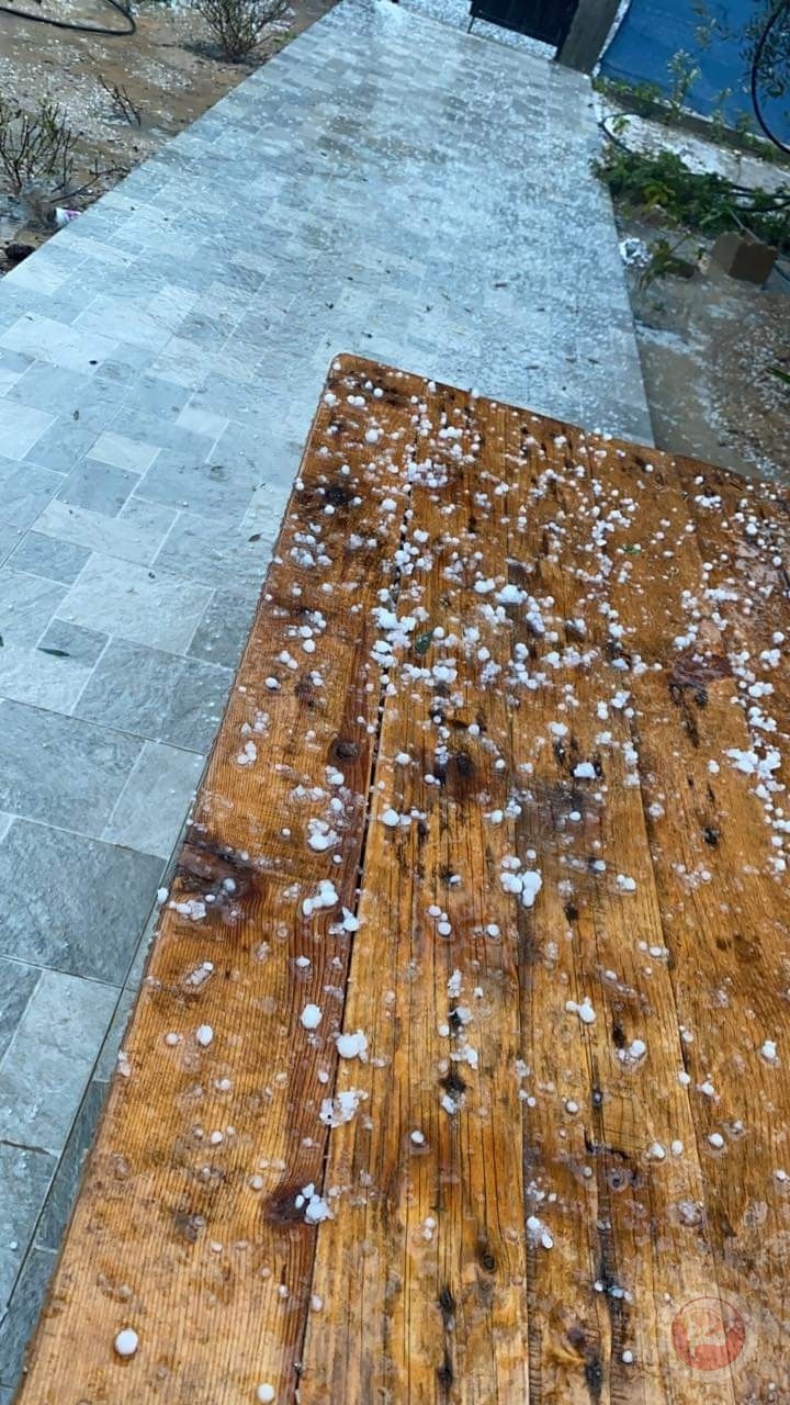 صور- اراضٍ تفترش بحبات البرد في غزة