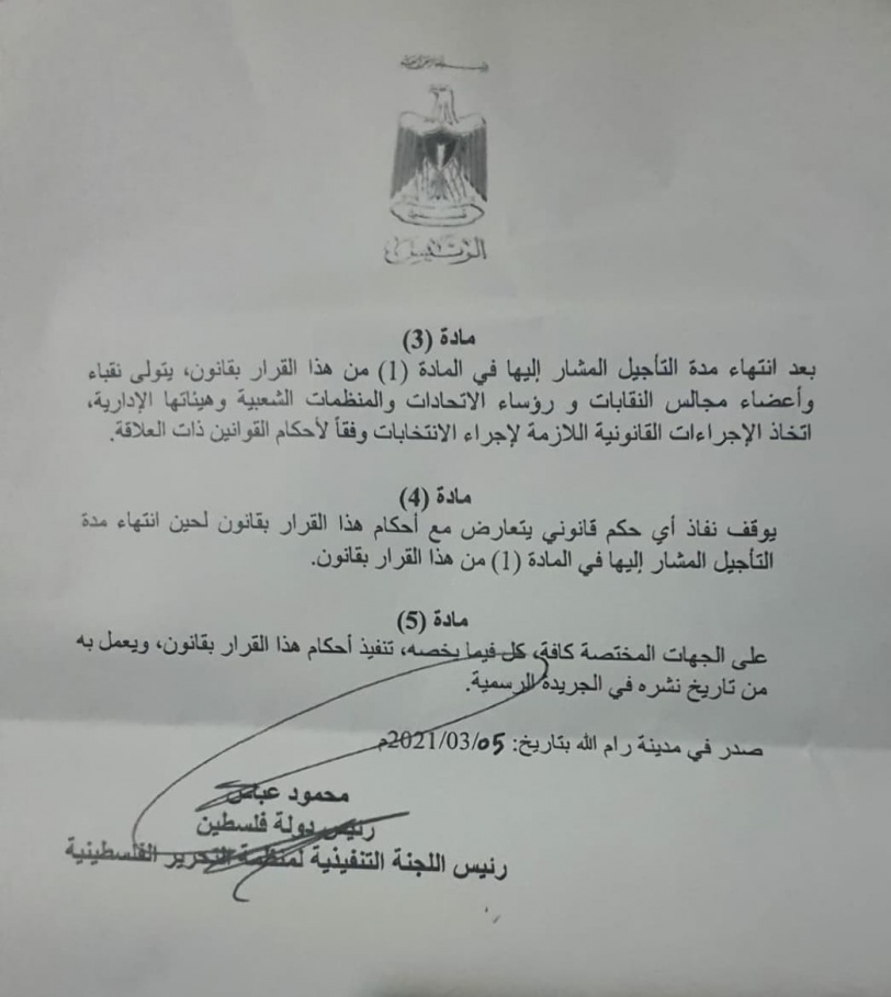 الرئيس يؤجل انتخابات النقابات والاتحادات