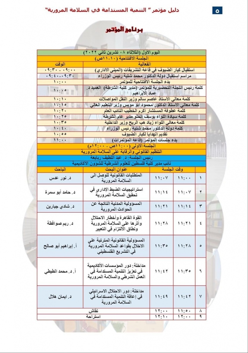 برنامج المؤتمر العلمي الدولي في كلية فلسطين المقرر يومي الثلاثاء والأربعاء