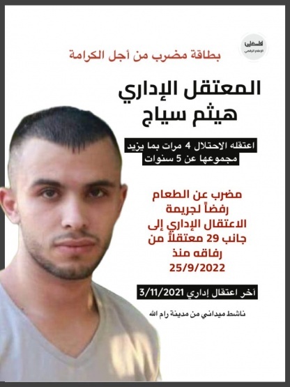 المعتقل سياج يواصل إضرابه عن الطعام 