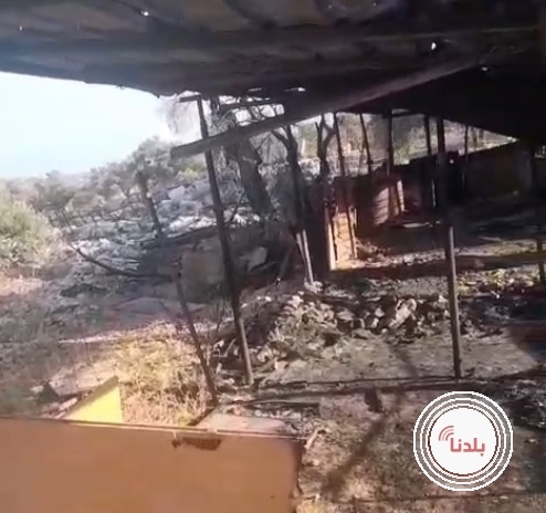  مستوطنون يحرقون ممتلكات مواطن ويطردونه بالقوة من أرضه غرب سلفيت