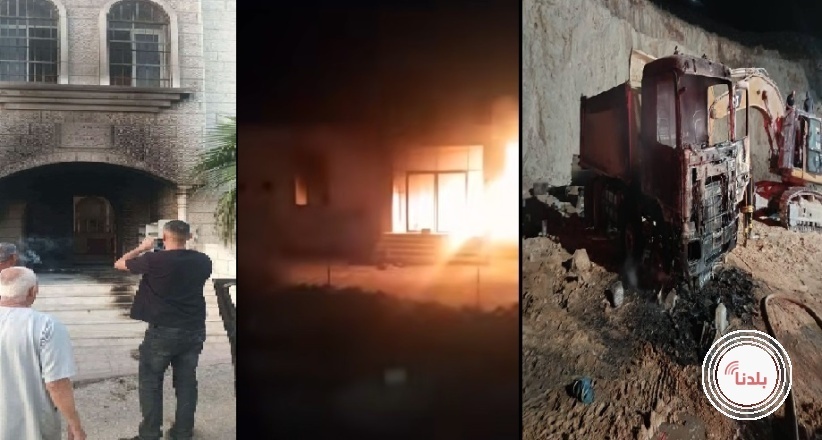 خلال ليلة واحدة.. مستوطنون يحرقون مسجدين وآليات ثقيلة وخط شعارات